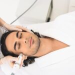 Gentleman enjoying a facial makeover.